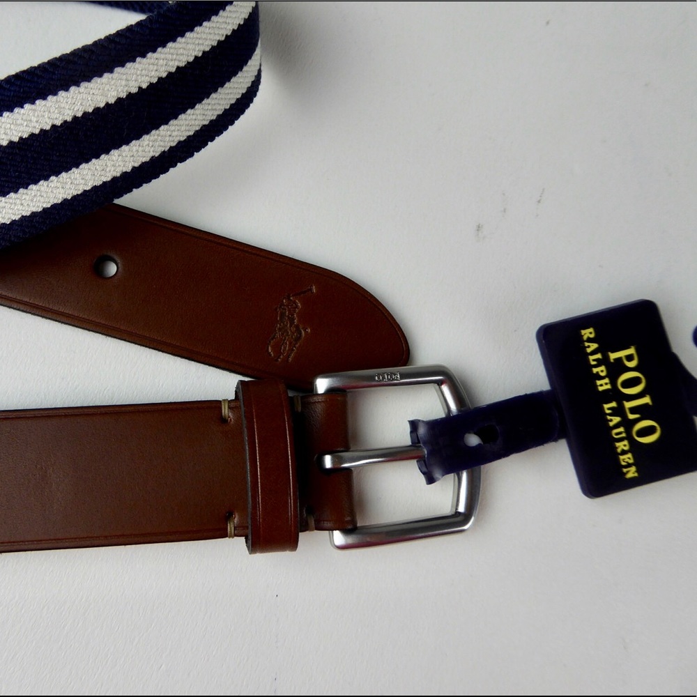 Polo Ralph Lauren Stretch Belt w/ Leather Tips NWT